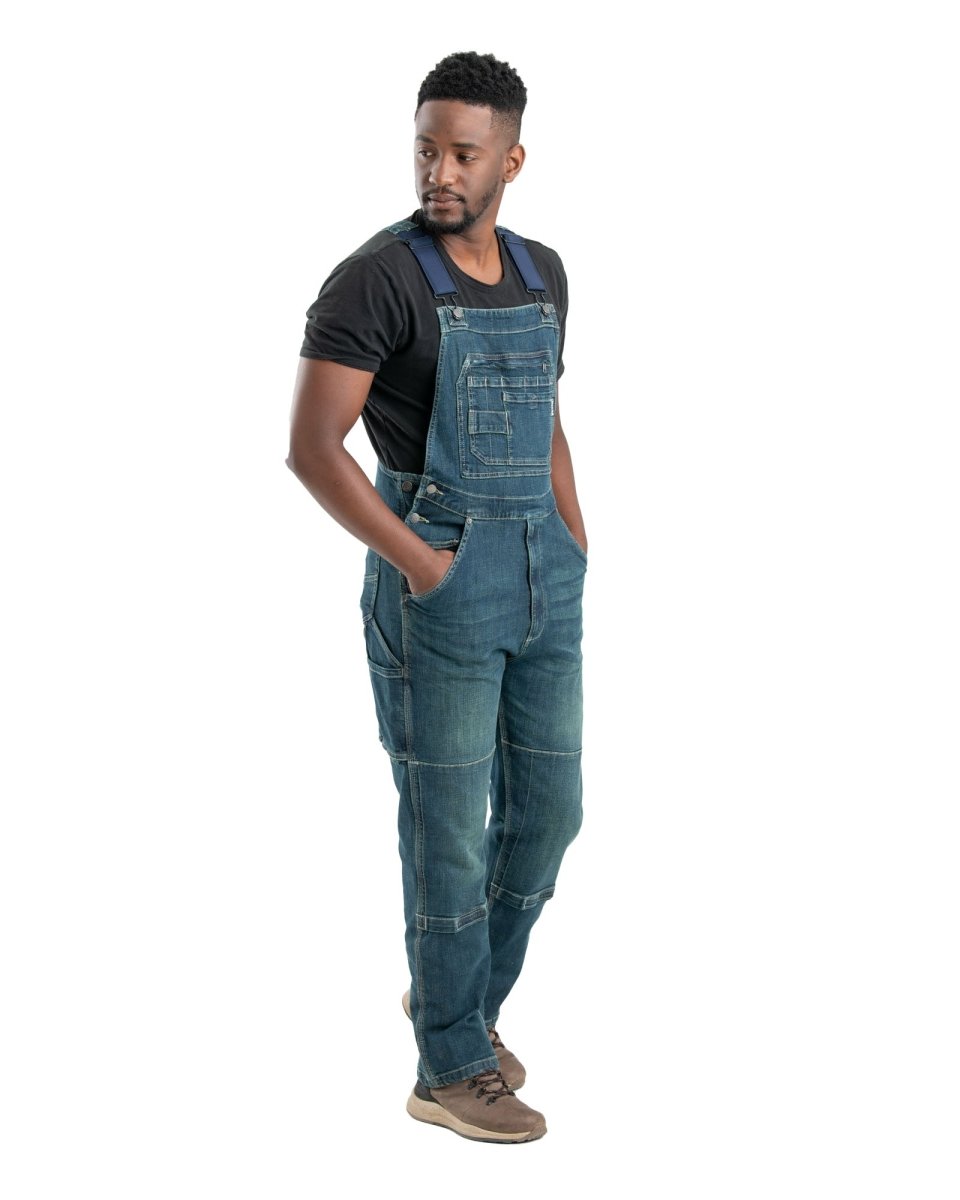 Product photo of washed denim bib overalls